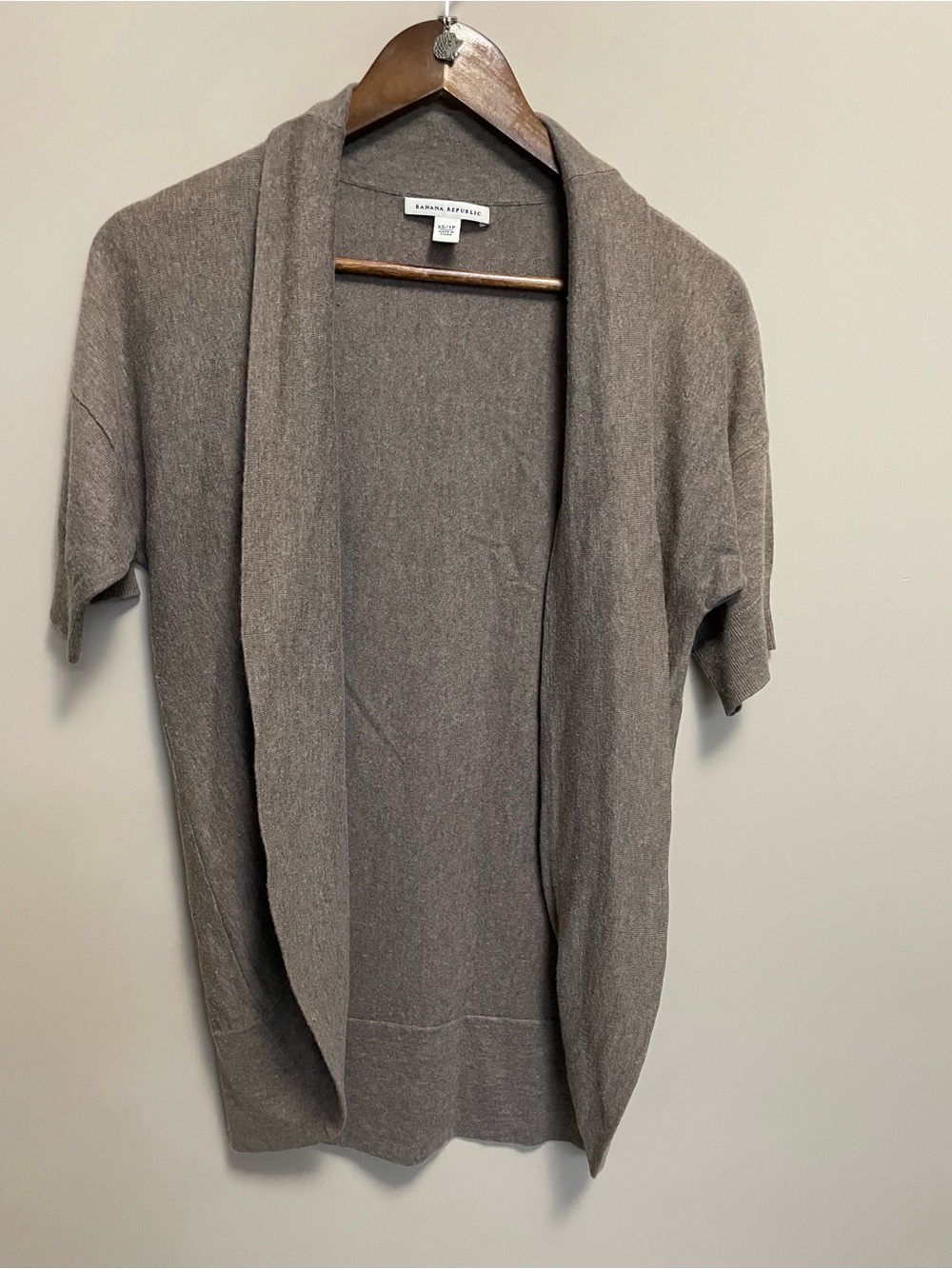 Banana Republic Taupe Short-Sleeve Open Cardigan Women’s XS Wool Cashmere Blend